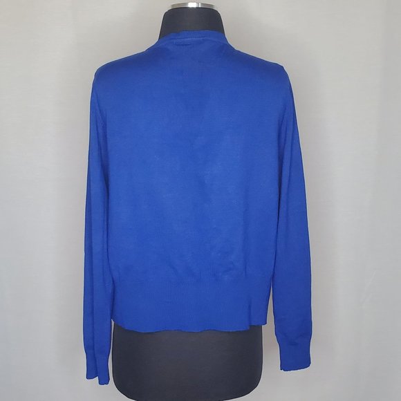 Royal Blue, V-neck, Button-Down Cardigan | Large - Picture 2 of 3